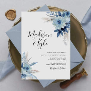 Invitation pampa bohème bleu mariage floral