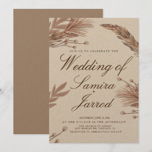 Invitation Pampa botanique main tiré Mariage Kraft