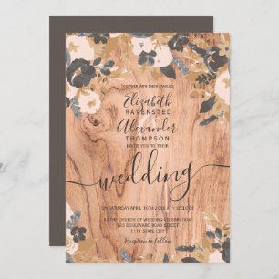 Invitation Pampa en coton brun de bois rustique Boho mariage