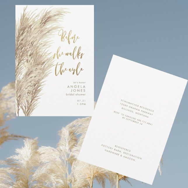 Invitation Pampas avant qu'elle marche sur la Fête des mariée (Créateur téléchargé)
