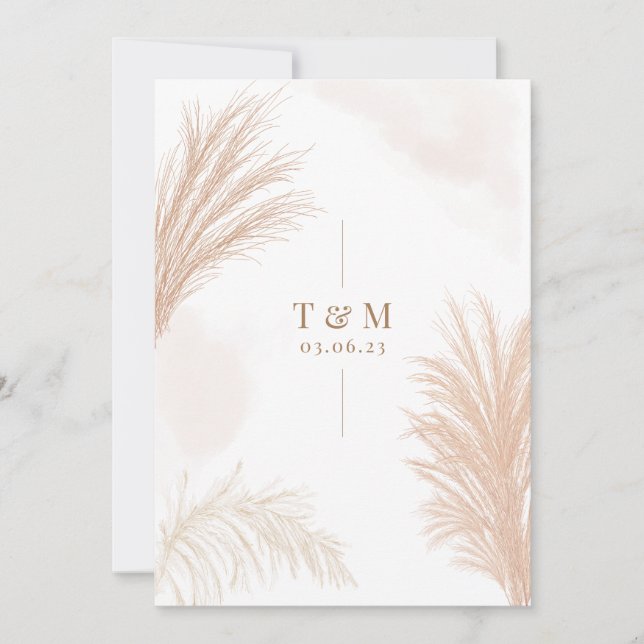 Invitation Pampas beige Gris (Devant)