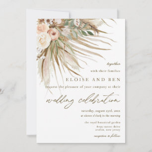 Invitation Pampas Bohème Grass Tons Terme Mariage Floral