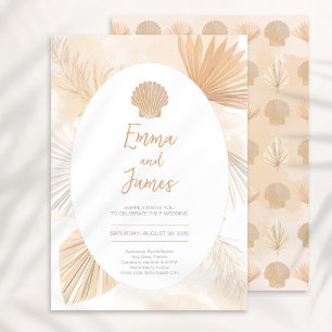 Invitation Pampas Boho Palm Ocean Mariage