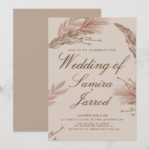 Invitation Pampas Botanique Naturel Chaud Mariage Botanique