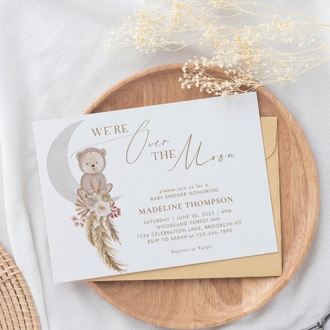 Invitation Pampas de Bohême sur le Baby shower de l'ours de l (Créateur téléchargé)