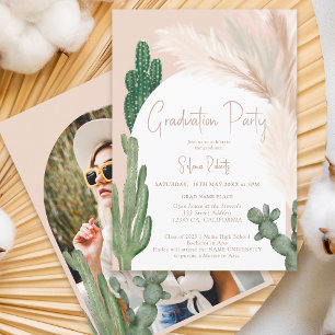 Invitation Pampas de cactus rustique Boho Arch photo graduati