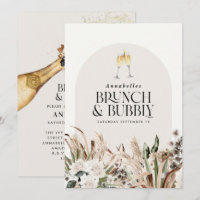 Pampas de douche nuptiale champagne brunch bubbly
