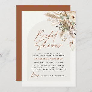 Invitation Pampas douche nuptiale herbe moderne boho élégant