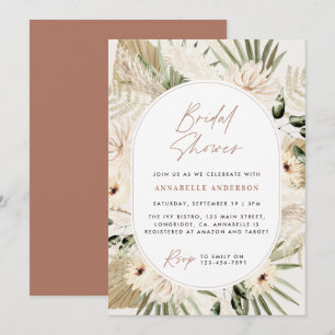 Invitation Pampas douche nuptiale herbe terre cuite moderne