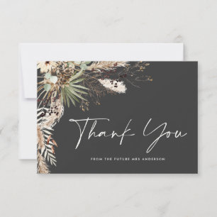 Invitation Pampas douche nuptiale moderne noir merci