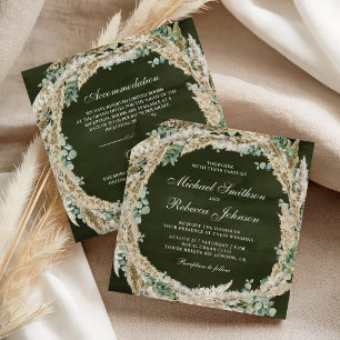 Invitation Pampas Eucalyptus Vert Olive Mariage Tout en Un