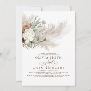 Invitation Pampas Florale de verdure Partie d'engagement Boho