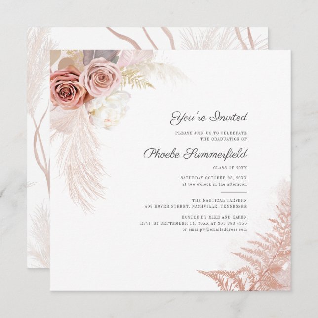 Invitation Pampas Graduation 2024 Party (Devant / Derrière)