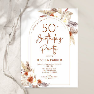 Invitation Pampas Grass Arch Terracotta Boho 50e anniversaire