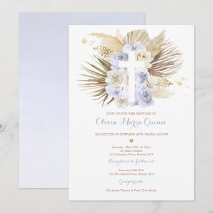 Invitation Pampas Grass Bohème Baptême Boho Christening