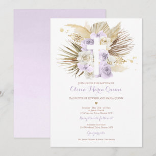 Invitation Pampas Grass Bohème Baptême Boho Christening