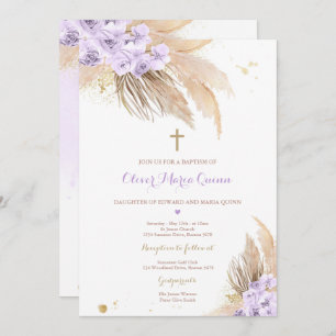 Invitation Pampas Grass Bohème Baptême Boho Christening
