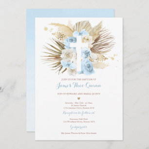 Invitation Pampas Grass Bohème Baptême Boho Christening