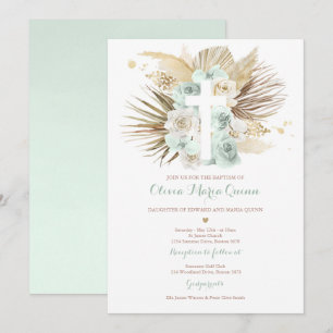 Invitation Pampas Grass Bohème Baptême Boho Christening