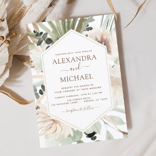 Invitation Pampas Grass Bohême Boho Eucalyptus Mariage Invi