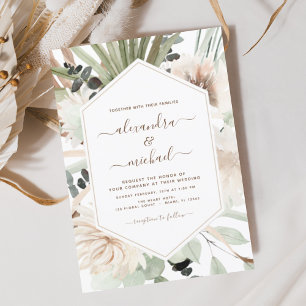 Invitation Pampas Grass Bohême Boho Eucalyptus Mariage Invi