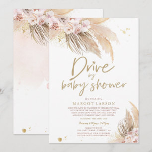 Invitation Pampas Grass Bohemian Drive Par Baby shower