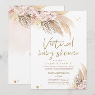 Invitation Pampas Grass Bohemian Virtual Zoom Baby shower