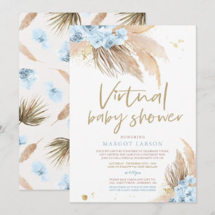 Invitation Pampas Grass Bohemian Virtual Zoom Baby shower