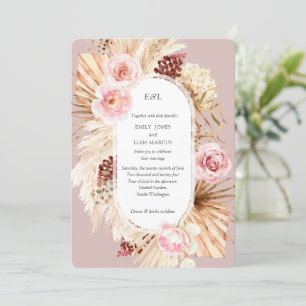Invitation Pampas Grass Boho aquarelle Dusty Rose mariage