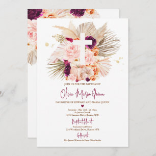 Invitation Pampas Grass Boho Automne Citrouille Baptême Chris