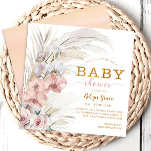 Invitation Pampas Grass Boho Chic Girl Baby shower