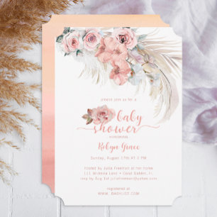 Invitation Pampas Grass Boho Girl Baby shower Floral