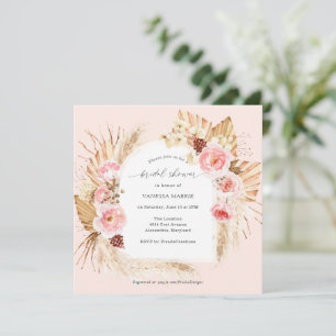 Invitation Pampas Grass Boho rose Fête des mariées florale In