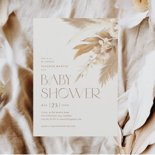 Invitation Pampas Grass Boho Sexe Baby shower neutre