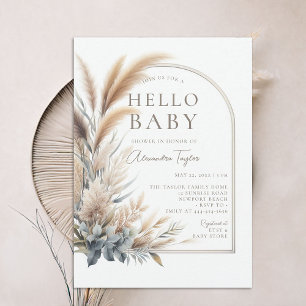 Invitation Pampas Grass Botanique Boho Baby shower neutre