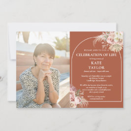 Invitation Pampas Grass Celebration of Life Funeral Photo Inv