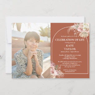 Invitation Pampas Grass Celebration of Life Funeral Photo Inv