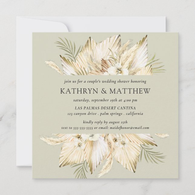 Invitation Pampas Grass Desert Boho Couple Wedding shower de (Devant)