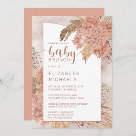Invitation Pampas Grass et Hydrangeas Blooms Baby Brunch Inv