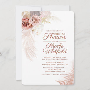 Invitation Pampas Grass Floral Terracotta Fête des mariées