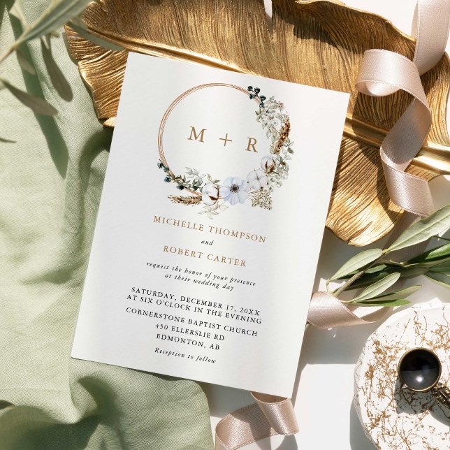 Invitation Pampas Grass Mariage Boho Elegant Terracotta (Créateur téléchargé)