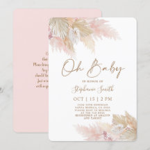 Pampas Grass rose Boho Chic Baby shower fille