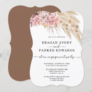 Invitation Pampas Grass Rose Floral Purple Fiançailles