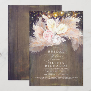 Invitation Pampas Grass rose Floral Rustique Fête des mariées