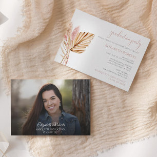 Invitation Pampas Grass rose Neutre Tons Terre Graduation