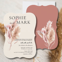 Invitation Pampas Grass Rustic Boho Mauve Pink