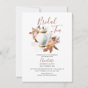 Invitation Pampas Grass Rustique Terracotta Bridal Tea Party