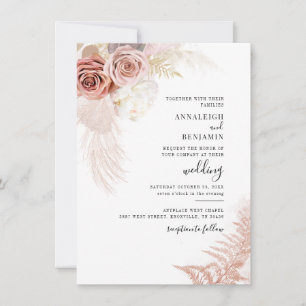 Invitation Pampas Grass Terracotta Aquarelle Mariage