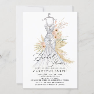 Invitation Pampas Grass Terracotta Mariage Gown Fête des mari