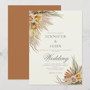 Invitation Pampas Grass Terracotta Rose Floral Mariage 